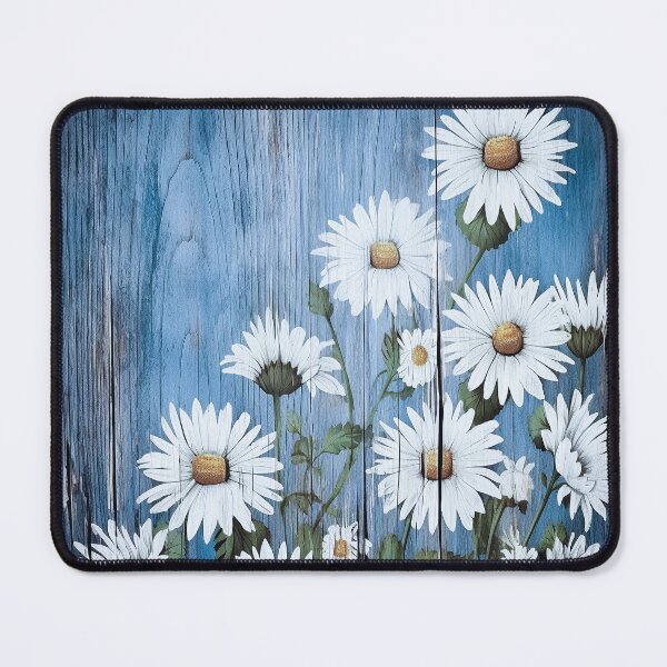 Item preview, Daisies on a blue wooden background designed and sold by FlyingRaven1.