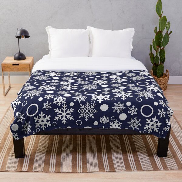 Aperçu de l'œuvre Flocons de neige d'hiver en blanc sur bleu marine créée et vendue par PaperViewStore.