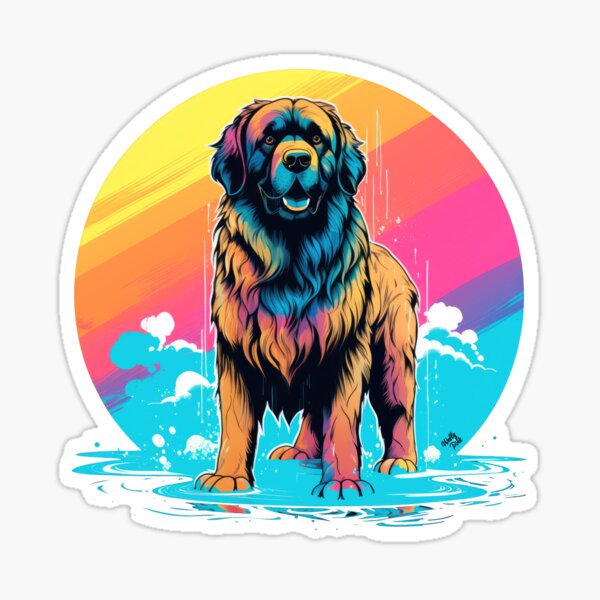 Item preview, beautiful Leonberger dog with rainbow colors designed and sold by WallyPink.