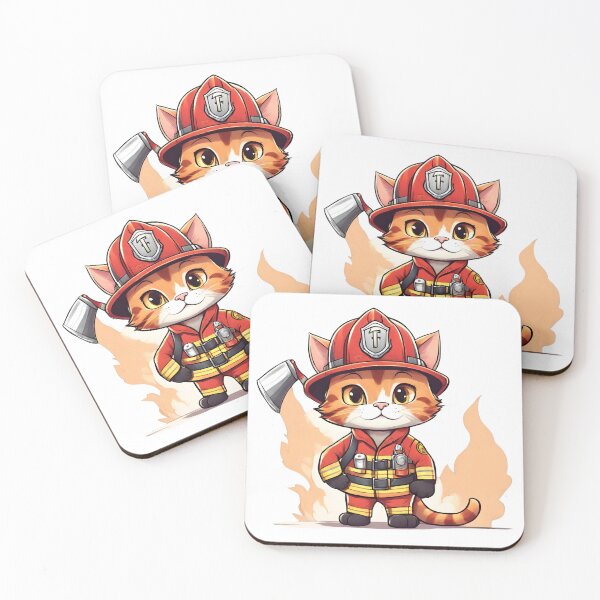 Item preview, Cute firefighter cat designed and sold by ExtraSilver.