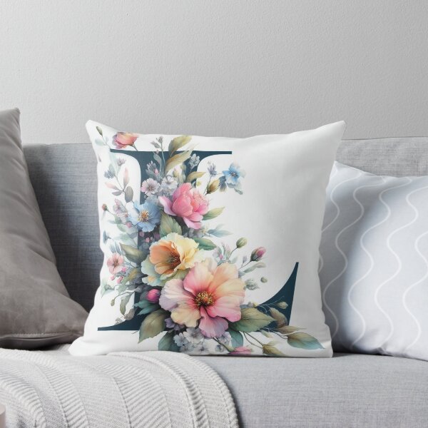 WATERCOLOR LETTER L Throw Pillow