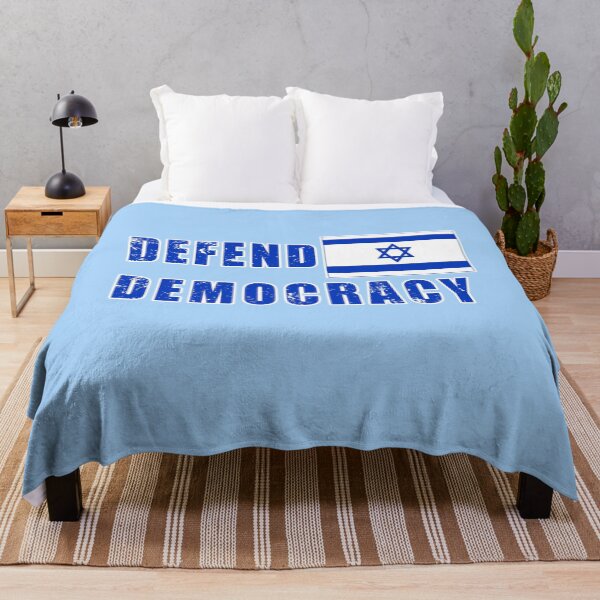 Item preview, DEFEND DEMOCRACY DEFEND ISRAEL WITH ISRAELI FLAG LIGHTLY DISTRESSED designed and sold by LoveAndDefiance.