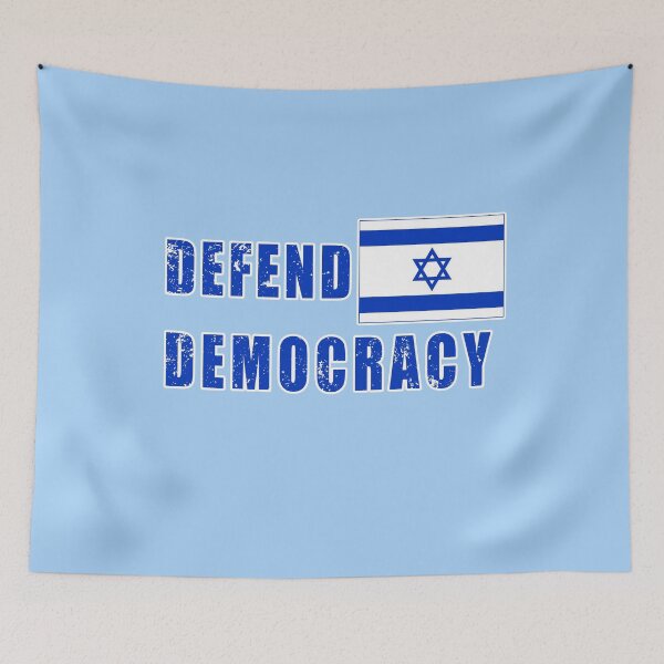 Item preview, DEFEND DEMOCRACY DEFEND ISRAEL WITH ISRAELI FLAG LIGHTLY DISTRESSED designed and sold by LoveAndDefiance.