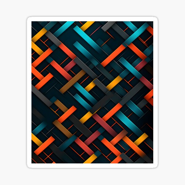 Multicoloured Geometric Lines 3D Effect Sticker