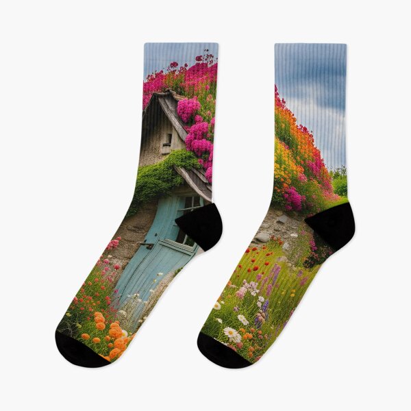 Item preview, Old Cottage Beautiful And Eccentric Surrounded By Flowers designed and sold by Glimmersmith.