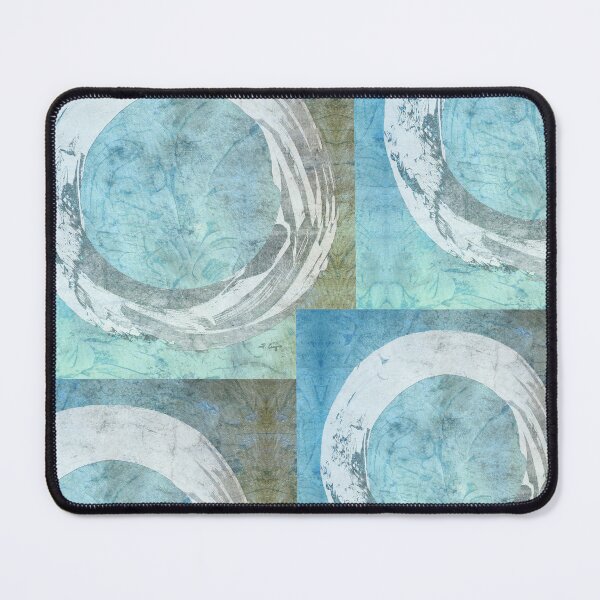 Item preview, White Enso On Light Blue Moss Green Art designed and sold by Sharon Cummings Art.