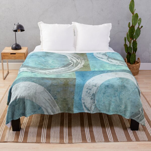 Item preview, White Enso On Light Blue Moss Green Art designed and sold by Sharon Cummings Art.