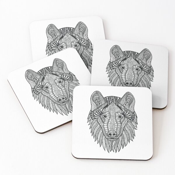 Item preview, Zentangled Wolf in black designed and sold by Catherine Harrison.