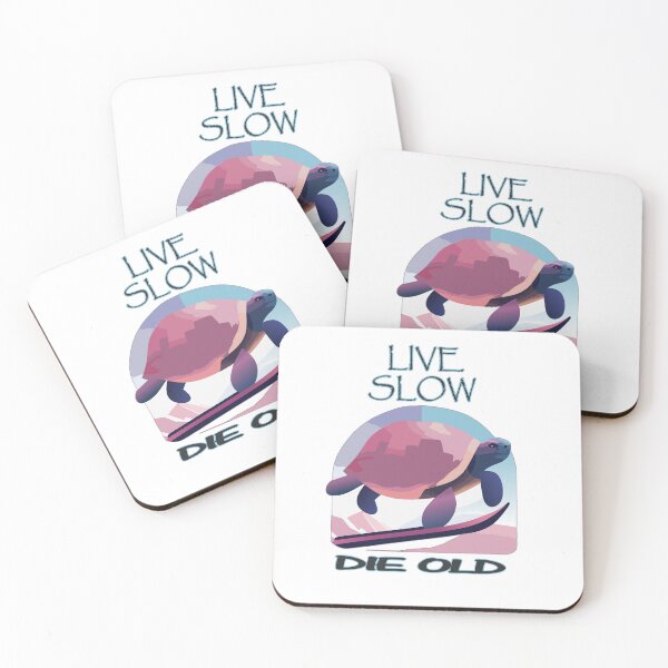 Item preview, LIVE SLOW DIE OLD CUTE TURTLE SURFING DESIGN designed and sold by Delicious Design ⭐⭐⭐⭐⭐.