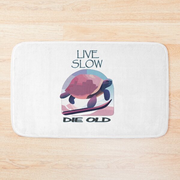 Item preview, LIVE SLOW DIE OLD CUTE TURTLE SURFING DESIGN designed and sold by Delicious Design ⭐⭐⭐⭐⭐.