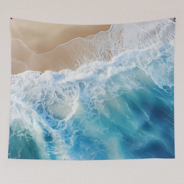 Item preview, Blue ocean waves on coastal beach  designed and sold by Inktown.