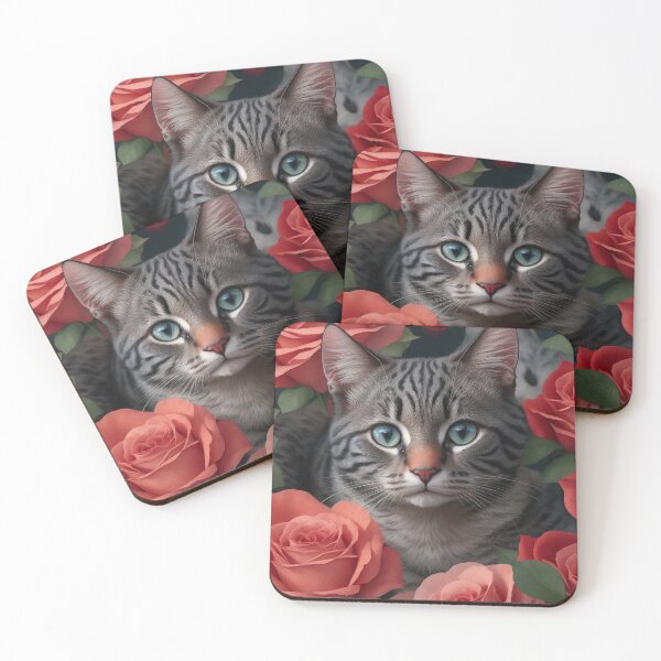 Item preview, Gato con rosas rojas designed and sold by FunArtDesigns00.