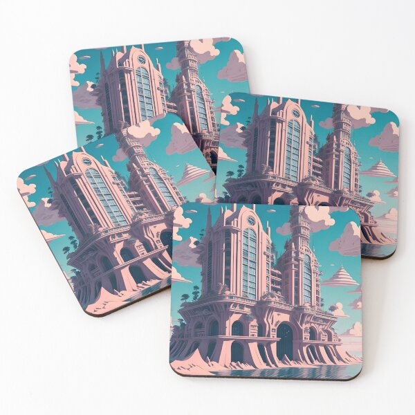 Item preview, Castle in the Sea, Powder Pink AI Art designed and sold by avis-aesthetic.