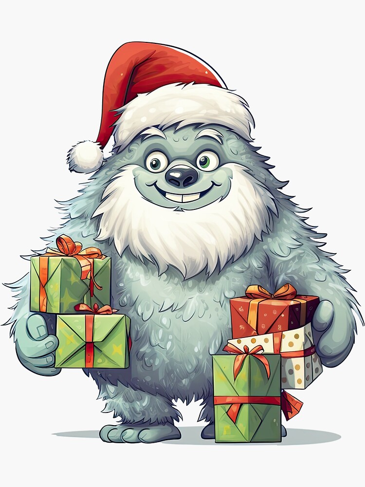 Kawaii Yeti Ready for Christmas Party 5 Sticker for Sale by