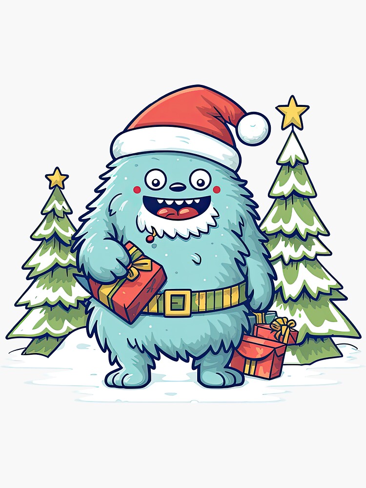 Premium Vector  The cute big yeti is playing with the christmas