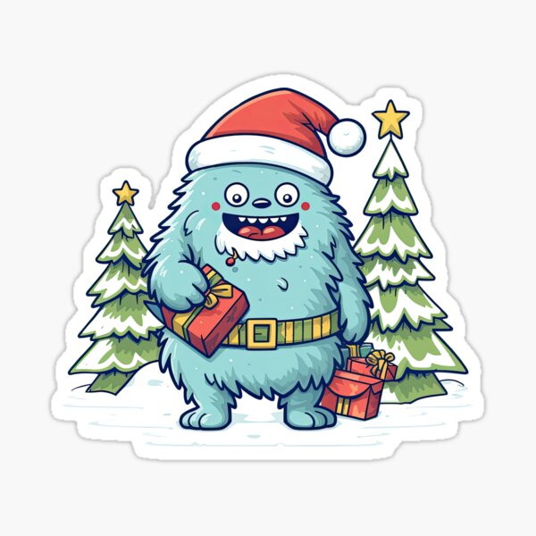 Kawaii Yeti Ready for Christmas Party 5 Sticker for Sale by