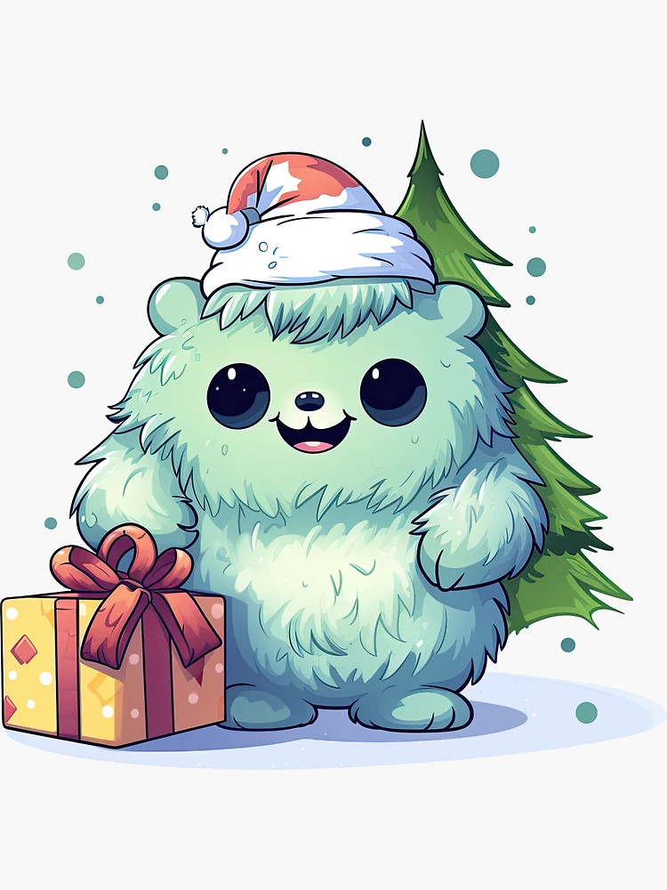 Kawaii Yeti Ready for Christmas Party 5 Sticker for Sale by