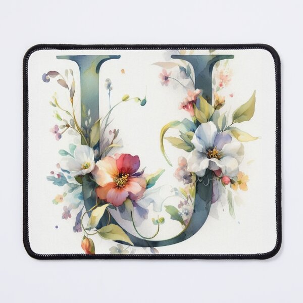 WATERCOLOR LETTER U Mouse Pad