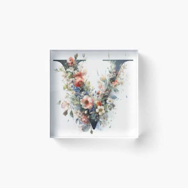 WATERCOLOR LETTER V Acrylic Block