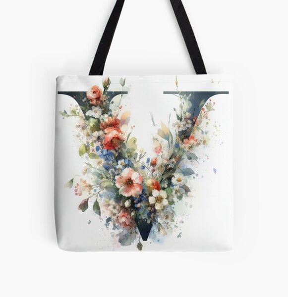 WATERCOLOR LETTER V All Over Print Tote Bag
