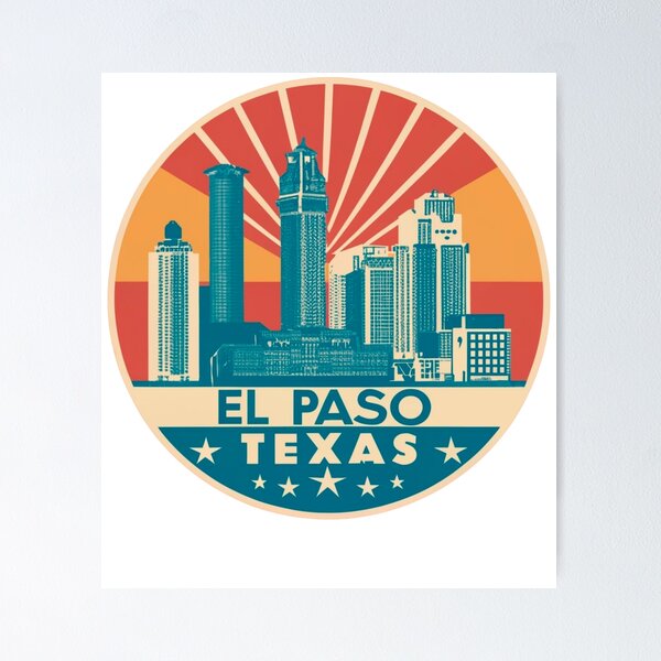 Item preview, El Paso, Texas | City Drawing Retro Style designed and sold by CircinusStore.