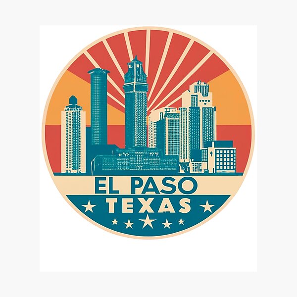 Item preview, El Paso, Texas | City Drawing Retro Style designed and sold by CircinusStore.