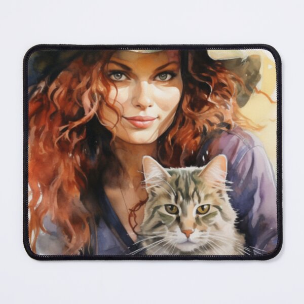 Item preview, dynamic duo of a lady and her cat, ready for some fun adventures. designed and sold by Cat Lady's  Chic Corner.