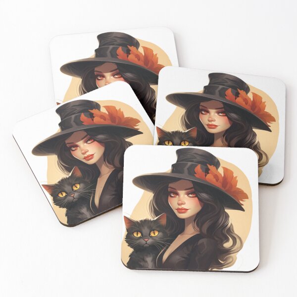 Item preview, fashionable lady and her cat donning a variety of stylish hats. designed and sold by Cat Lady's  Chic Corner.