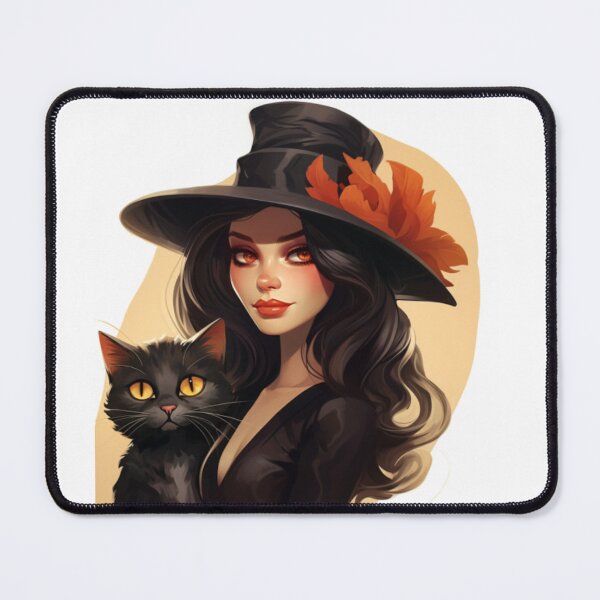 Item preview, fashionable lady and her cat donning a variety of stylish hats. designed and sold by Cat Lady's Chic Corner.