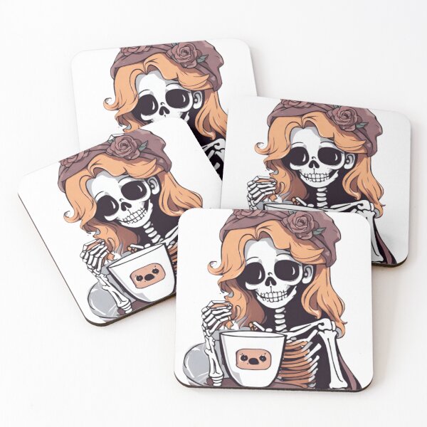 Item preview, Female Skeleton, Halloween Coffee Drinking Skeleton designed and sold by ishitastore08.