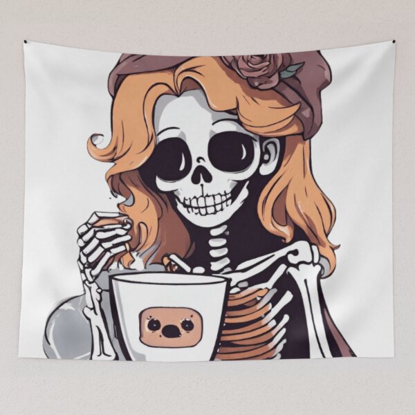 Item preview, Female Skeleton, Halloween Coffee Drinking Skeleton designed and sold by ishitastore08.