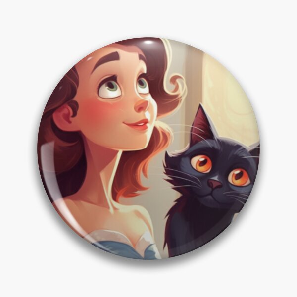 Item preview, illustration of a curious cat and an equally inquisitive lady. designed and sold by Cat Lady's  Chic Corner.
