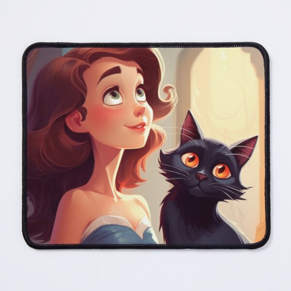 Item preview, illustration of a curious cat and an equally inquisitive lady. designed and sold by Cat Lady's  Chic Corner.