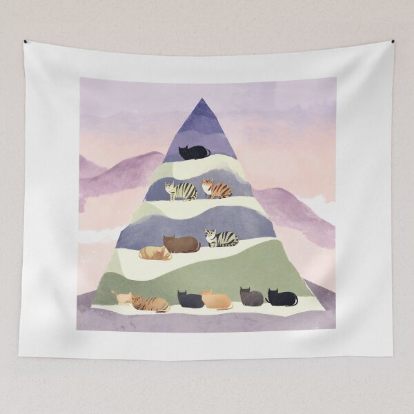 Item preview, A Watercolor-Style Painting of Chill Lazy Cats Surrounded by Mountains designed and sold by teacherpeiyuan.
