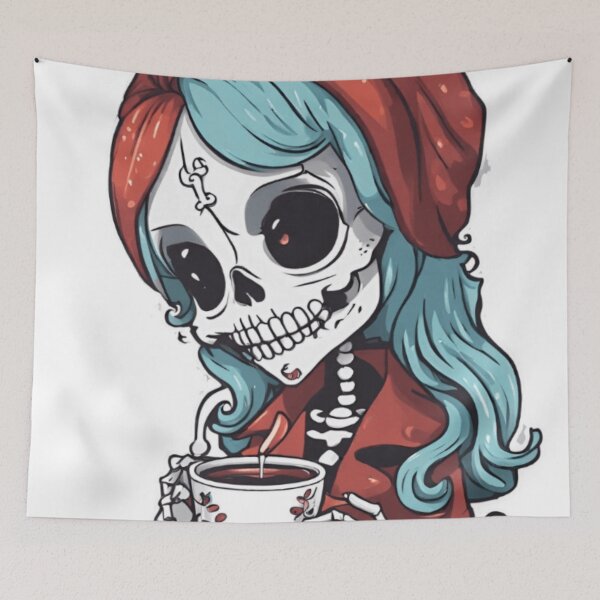 Item preview, Female Skeleton, Halloween Coffee Drinking Skeleton designed and sold by ishitastore08.