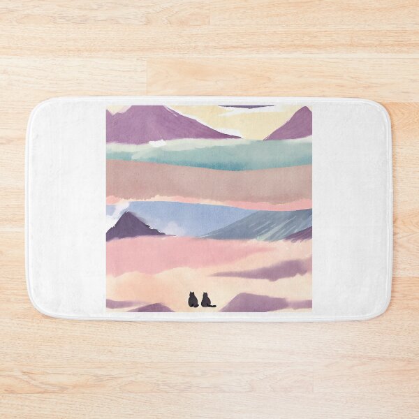 Item preview, A Watercolor-Style Painting of Chill Lazy Cats Surrounded by Mountains designed and sold by teacherpeiyuan.