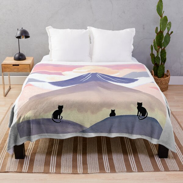 Item preview, A Watercolor-Style Painting of Chill Lazy Cats Surrounded by Mountains designed and sold by teacherpeiyuan.