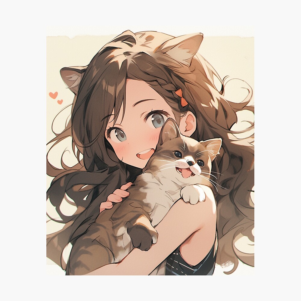 Anime Girl and Cat | Poster