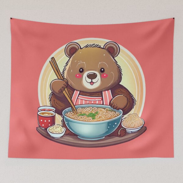 Item preview, Fat bear week:A Little Bear's eating Spaghetti feast designed and sold by Stickboutique.