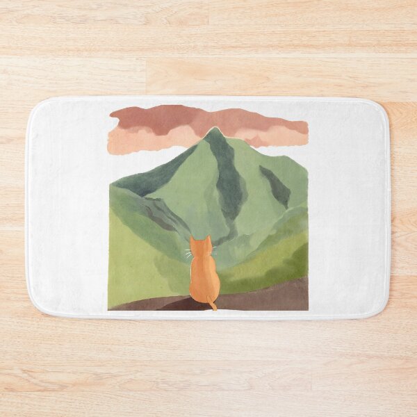 Item preview, A Watercolor-Style Painting of Relaxed Cats Gazing Mountain designed and sold by teacherpeiyuan.