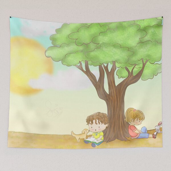 Item preview,  kids rabbit play read book sunset dog  designed and sold by somishii.