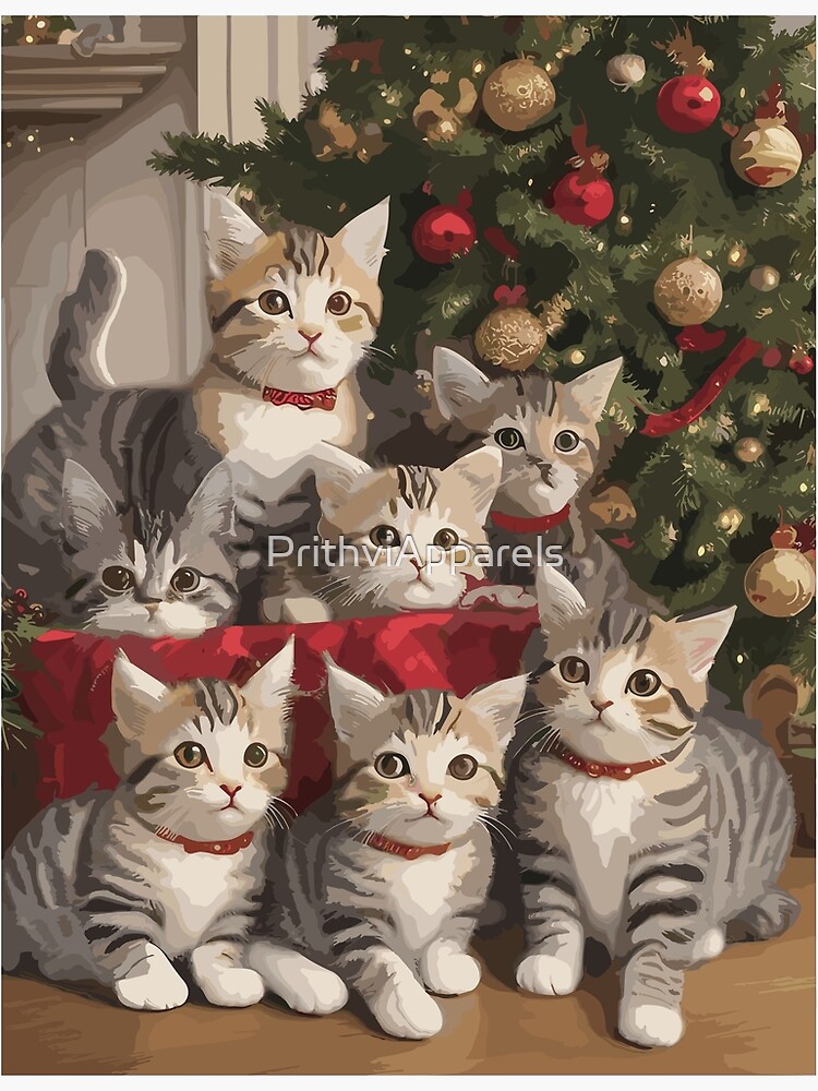 Póster for Sale con la obra «Amigos felinos festivos» de