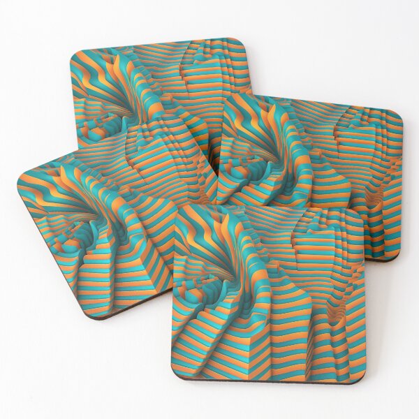 Item preview, 3d abstract illusion optic art orange turquoise 1 designed and sold by Gala-life1.