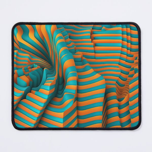 Item preview, 3d abstract illusion optic art orange turquoise 1 designed and sold by Gala-life1.