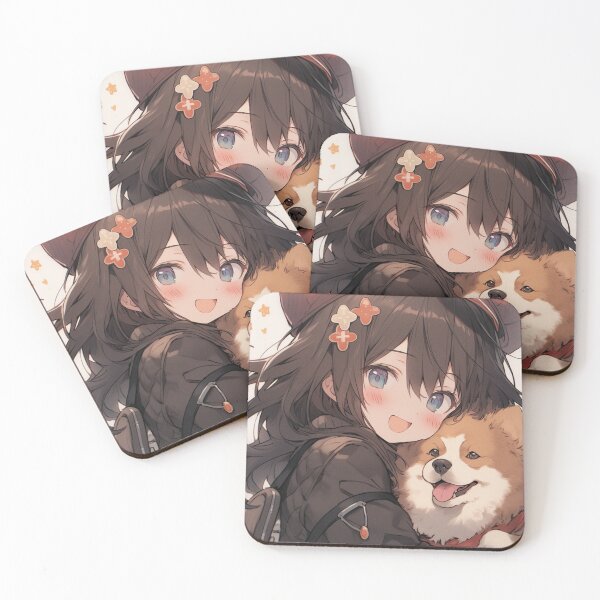 Item preview, Anime Girl with Dog designed and sold by LuckyCatStore.