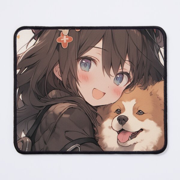 Item preview, Anime Girl with Dog designed and sold by LuckyCatStore.