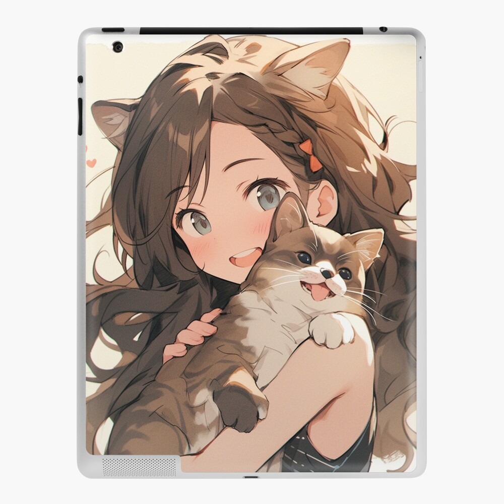 Póster for Sale con la obra «chica anime y gato» de LuckyCatStore |  Redbubble