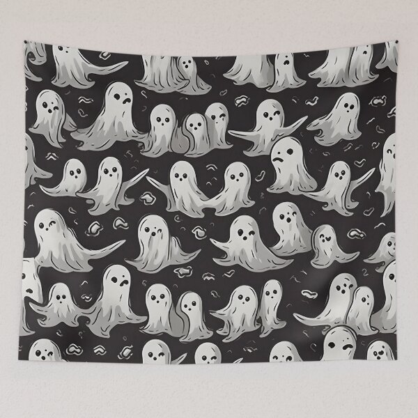 Item preview, white gost halloween spooky pattern designed and sold by PrintablePalace.