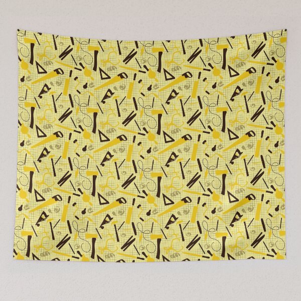 Item preview, Carpenters Tools in Yellow and Black Small Scale, Woodworking, Tradesman Gift designed and sold by TheTradesStore.