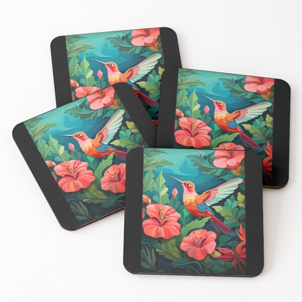 Aperçu de l'œuvre Colibri scintillant parmi des fleurs brillantes créée et vendue par Timothystore-.